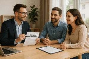 Home buyers in Gatineau 2025 meeting with a mortgage advisor for pre-approval.