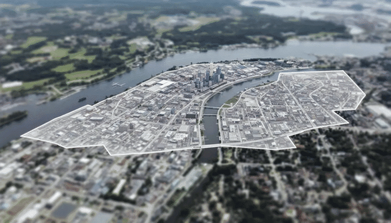 An aerial view of Gatineau highlights the five distinct sectors and their proximity to Ottawa, showcasing the local market's unique geography. This image is essential for potential buyers and real estate professionals looking to understand the area’s market value and selling process.